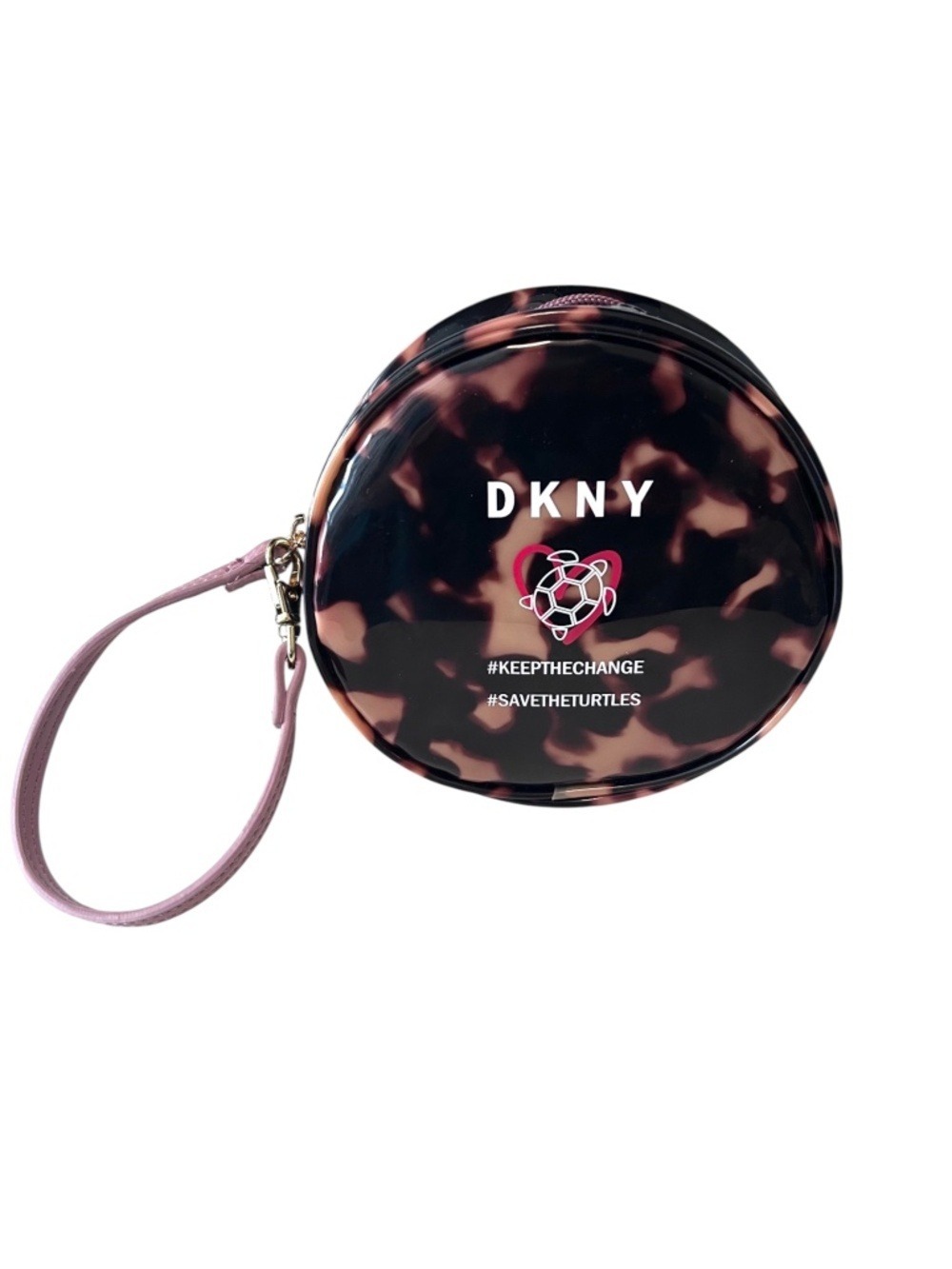 DKNY "Save the Turtles" Round Wristlet Faux Turtleshell Look